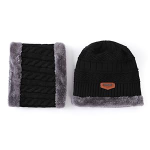 Warm Winter Beanie Hat & Scarf Set Stylish Knit Skull Cap for Men Women